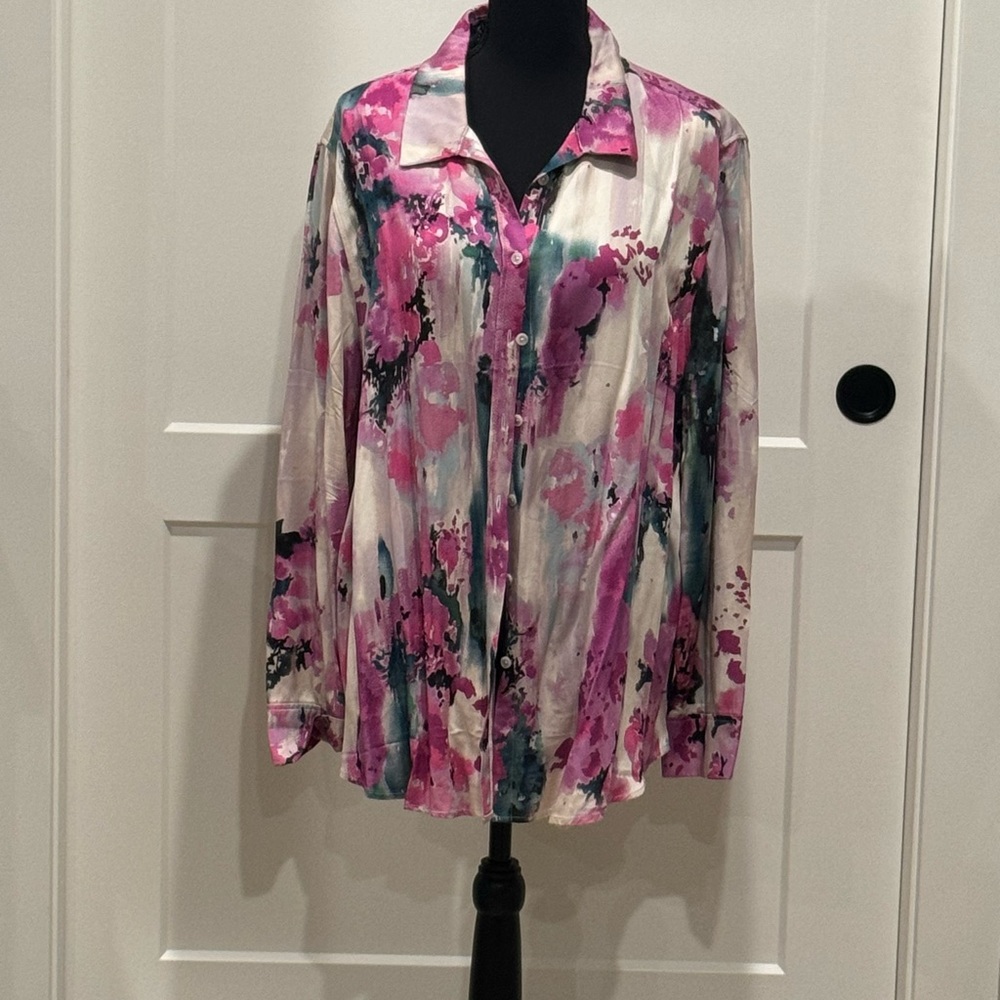 Chico’s Multi Color Blouse Pink Green - Picture 3 of 10